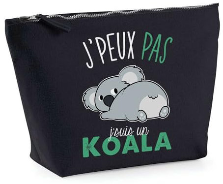 Trousse Noir Koala J'peux Pas | Pochette Toilette Maquillage Idée Sac Cadeau
