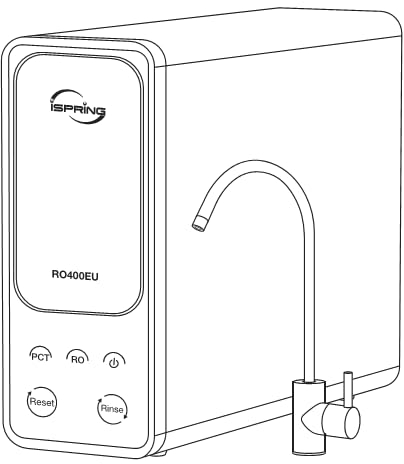 iSpring RO400EU Système d'Osmose Inverse, Filtre à Eau sous Évier 400 GPD, 2:1 Pur à Drainer, Système de Filtration d'Eau sans Réservoir, Réduction Efficace du TDS