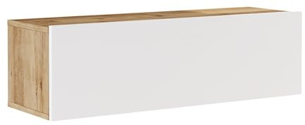 Helloshop26 Meuble TV à Porte 29,5 x 100 x 31,5 cm Effet chêne Rustique/Blanc 03_0007793