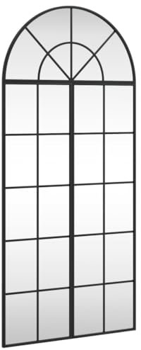 vidaXL Wandspiegel, Hängend Gewölbt Spiegel Badspiegel, Fensterspiegel für Badezimmer Wohnzimmer, Dekospiegel Flurspiegel, Schwarz Eisen