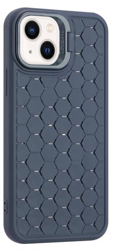 Yiscase Heat Dissipation Cover Designed for iPhone 12, Full Back Camera Lens Protection Kickstand Back Case Cooling Breathable Cellular Hole Ultra Slim TPU Case Cover - Blue