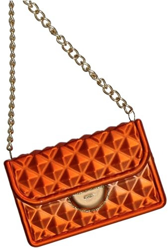 Christbaumschmuck Kunststoff 7,6cm - Handtasche Figur zum Aufhängen - handbemalt & mit Glitzer - Weihnachtsbaum Anhänger für Weihnachten - Christbaumanhänger & Weihnachtsbaumschmuck - Tasche Orange