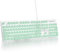 iRoboosta Quiet Keyboard Wired Membrane Keyboard Green, Full Size 104 Keys Typewriter Key Board with Number Pad, White LED Backlit, Round Keycaps, Cute Computer Keyboards (Light Green)