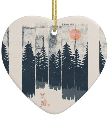Wilderness Fuchs Kunst Weihnachtsbaumschmuck Weihnachten Keramik Ornament Personalisierter Druck Herzform Hängende Ornament