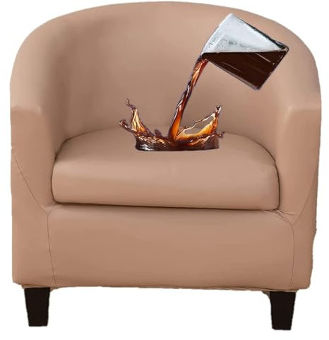 Lot de 2 housses de fauteuil club extensibles en cuir imperméable pour fauteuil tonneau, fauteuil, salon, camel