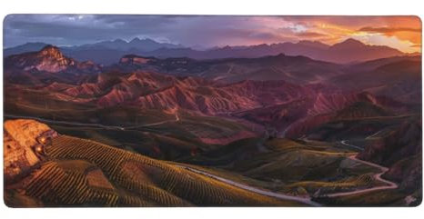 Paysage Tapis de Souris 600x300x4mm Grand Tapis de Souris Gamer, Coucher de Soleil Tapis Souris avec Bords surpiqués et Base en Caoutchouc antidérapante pour Clavier Souris, Decoration Cadeaux-GZ297