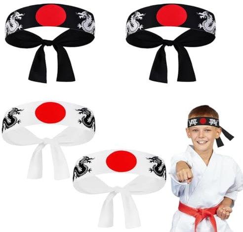 TISCH 4 Stück Ninjas Party Stirnband, Ninja Party Zubehör, Ninja Kopfband, Kinder Geburtstagsdeko, Ninja Gastgeschenke für Karate, Weihnachten, Geburtstagsparty