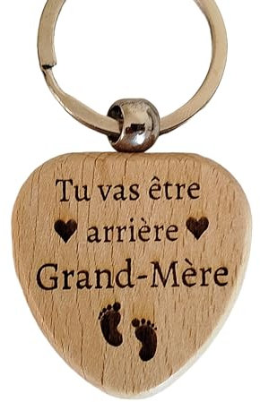 Porte-clés en Bois Gravé Cadeau Annonce Grossesse Arriere Grand Mere Annonce Grossesse Originale – Cadeau Personnalisé Bébé