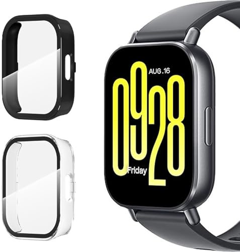 Natbok 2 Pezzi Custodia Cover per Xiaomi Redmi Watch 5 Active Pellicola Protettiva Vetro Temperato,PC AntiGraffio Protettiva Custodia Antiurto Sottile per Redmi Watch 5 Active Cover