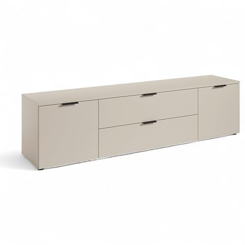 Stella Trading LINZ TV-Lowboard in Kaschmir - Moderner Fernsehschrank mit Schubladen und viel Stauraum - 180 x 47 x 40 cm (B/H/T)