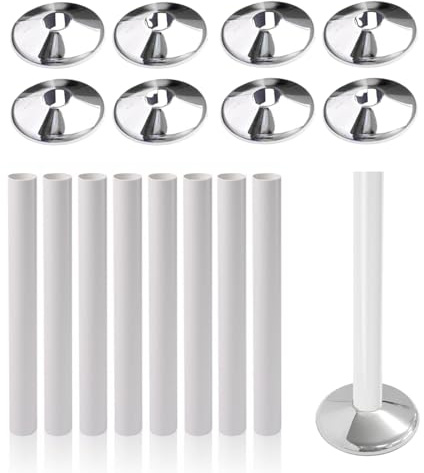 Dunnet Tools 8pc Radiator Pipe Collars Chrome And Radiator Pipe Covers White 200mm X 15mm PVC Sleeves For Heating Pipes - Radiator Accessories For Protecting Pipes - Easy To Install and Heat Resistant