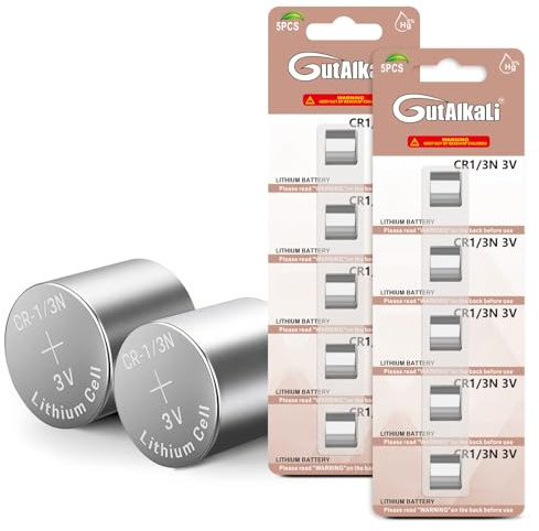 GutAlkaLi 10 Stück CR1/3N 3V Lithium Knopfzellen CR 1/3N Batterien