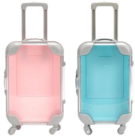 VOYANTE 2 Stück Mini Koffer, Miniatur Koffer Deko mit Teleskopgriff, Reisekoffer Geschenkbox, Reisegutschein, Spielzeugkoffer für Geldgeschenk Reise, Schlüssel, Schmuck, Bargeld, 12.5×7.5×3.5cm
