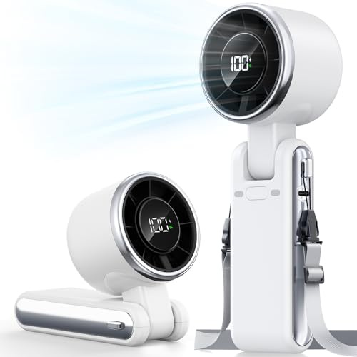 Bearwind Ventilador turbo portátil de mano – 5 engranajes de alta velocidad 4000 mAh, recargable, mini ventilador de mano personal, soplar aire frío, funciona con pilas, artículos esenciales de viaje