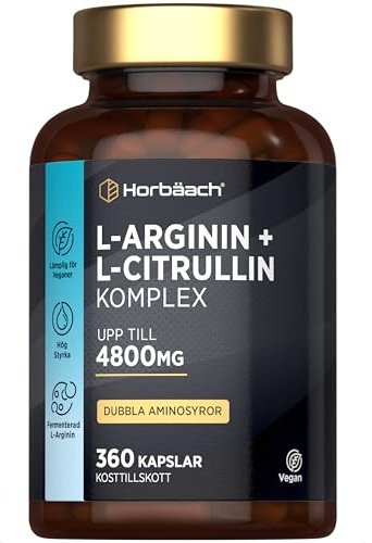 L-Arginina + L-Citrullina 4800mg | 360 Vegano Capsules | Complesso di amminoacidi | Arginina Citrullina | Horbaach