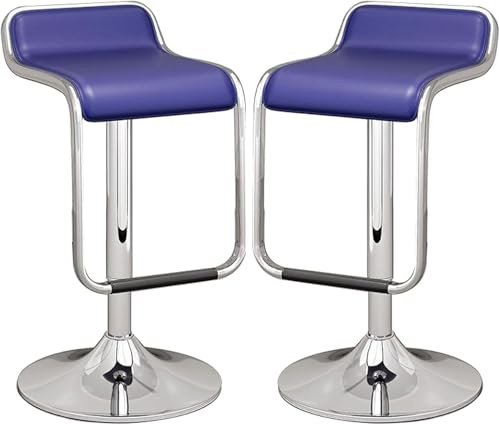 LLSHQ Barhocker-Set aus PU-Leder, Barhocker, Thekenhöhe, Hocker mit Rückenlehne, verstellbar von bis zu 32, für Küchenbank (blau)