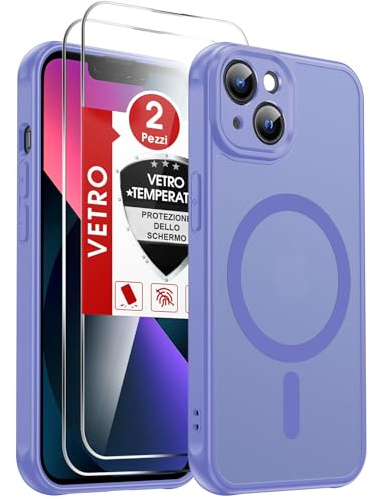 LeYi für iPhone 13 Hülle für Magsafe mit 2X Panzerglas-Himmelblau | Handyhülle Ultra Dünn Magnetisch Schutzhülle Schutzglas Matt Transluzent Stoßfest Case Cover für i Phone13 iphon13