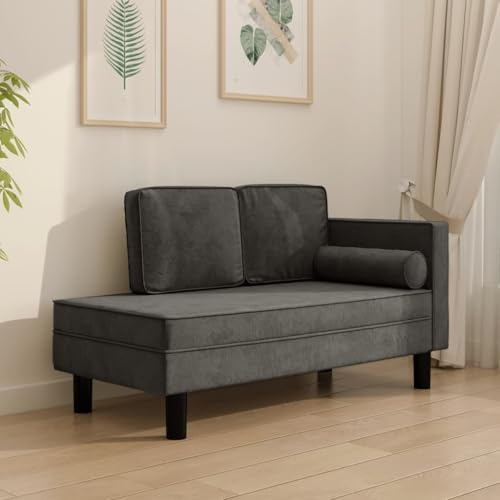 ROMHZKS Samt Chaiselongue Ottomane mit Nackenrolle und Kissen, Elegante Recamiere für Wohnzimmer, Bequeme Sitzgelegenheit, Robuster Holzrahmen, Dekorative Wohnaccessoires, Modernes