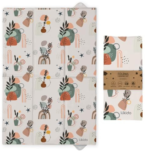 Kikido Matelas à Langer de Voyage 40x60 cm - Tapis a Langer Bébé Pliable et Imperméable 60x40 cm - Nature - Matelas à Langer Nomade, Portable, Doux et Confortable pour le Change de Couches