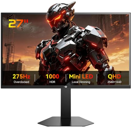 TITAN ARMY Gaming Monitor 27 Pollici, 275Hz 240Hz, QHD Monitor, Fast IPS, 1ms, 2K QHD 2560 x 1440P Schermo PC, Mini LED-DyDs 5 Tech, FreeSync, HDR1000, 100% sRGB, VESA 100x100, DP1.4/HDMI 2.0, P276MS