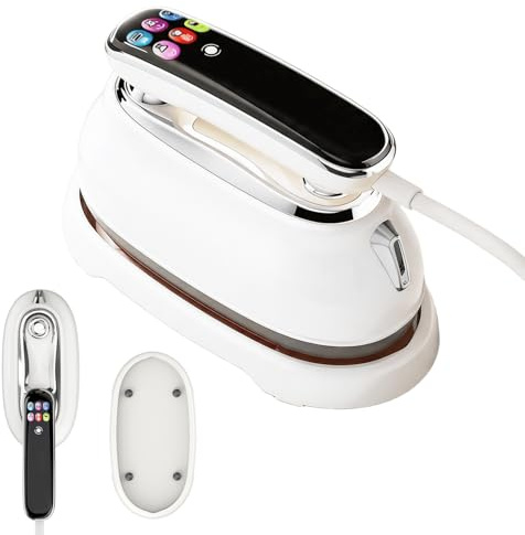 Plancha de Viaje Pequeña, Plancha Costura Ferro a Vapor para Ropa 1300W | Plegable,Tanque de Agua de 160ml,5 Modos y Autolimpieza,Pantalla LED,2 en 1 Mini Plancha de Ropa Portátil para Viajes y Hogar