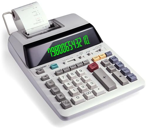 Sharp EL-1801V Ink Printing Calculator, 12-Digit LCD, AC Powered, Off-White, Ideal for Business & Office Use, Easy-to-Read Display & Durable Design