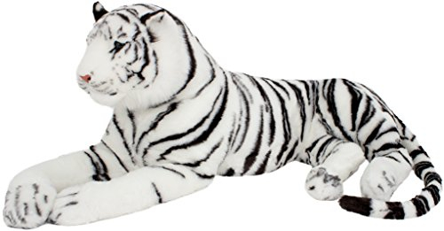 BRUBAKER Riesiges Tiger Kuscheltier in Lebensgröße - Gigantisch Groß Weiß 220 cm - König des Dschungels - Bonus Edition!