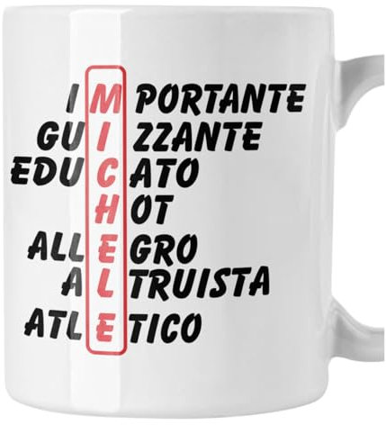 bubbleshirt Tazza Mug divertente con nome Michele e aggettivi simpatici Idea Regalo Compleanno Natale in ceramica