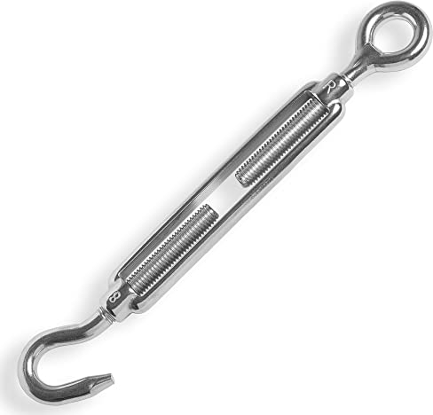 HEAVYTOOL Spannschloss 10mm (2 Stück) mit offener Form C Auge/Haken Edelstahl V4A AISI 316 Spanner Zugspanner Spannglied Spannelement Turnbuckle