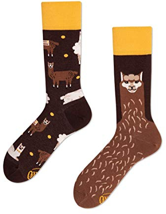 Many Mornings - Mismatched Socken - Lustige Socken Unisex - Alpaka Socken - Geschenkidee - Design: Fluffy Alpaca - Made in EU - 43-46