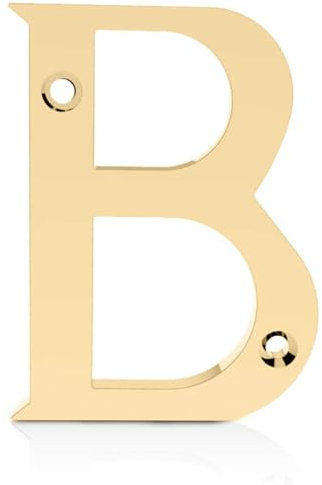 XFORT Polished Brass Front Door Letter B, House Number Suitable for All Door Types including Wooden, uPVC, and Composite.