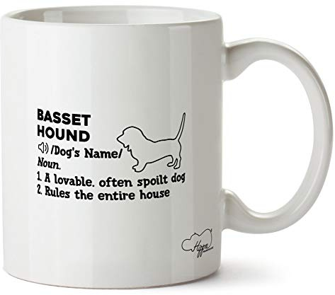 Hippowarehouse Personalised Basset Hound Definition Printed Mug Cup Ceramic 10oz