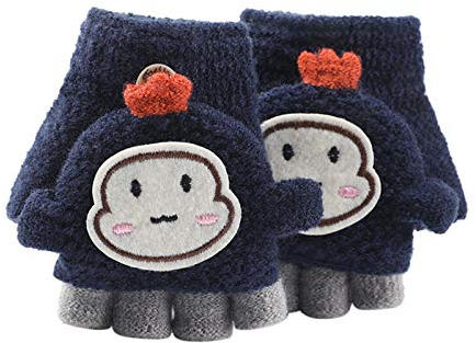 Kleinkind Halbfinger Handschuhe Fäustlinge mit Flip Cover Gestrickte Convertible Fingerlose Handschuhe Thermohandschuhe für Jungen Mädchen im Alter von 1-3 Jahren Strickhandschuhe