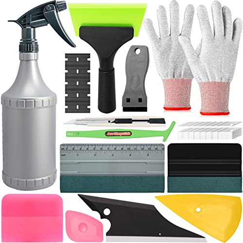 EHDIS Folierungs Werkzeug Set mit Sprühflasche-500ML, für Car Wrapping, Auto Folierung, Window Tint, mit Rakel Set, Cuttermesser, Schaber, Fensterabzieher, Handschuhe