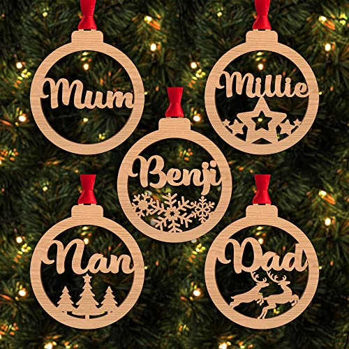 Personalised Christmas Bauble Gift Any Name Wooden Hanging Tree Decoration Xmas Decor