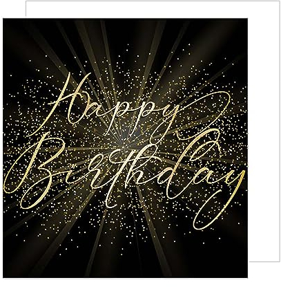 Edition Seidel Premium quadratische Geburtstagskarte mit Umschlag. Glückwunschkarte Happy Birthday Billet Karte Mann Frau Schwarz Gold Elegantes Design (GQ132)