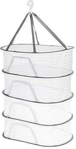 PATIKIL Doblado Malla Ropa Colgante Secadora, 4 Niveles Suéter Secado Estante Plegable Lavandería Secado Perchero para Interior, Exterior, Suéter, Ropa, 23.6 x 15.7 x 49.6
