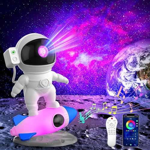 Mexllex Astronaut Galaxie Projektor, Sternenhimmel Projektor Astronaut Projektor Galaxy Nachtlicht mit Timer Fernbedienung und APP-Steuerung, Geschenk für Kinder und Erwachsene