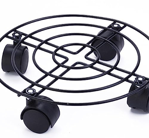 BE-TOOL Plant Caddy Stand on Wheels Metal Heavy Duty Potted Trolley Round Rolling Plant Stand for Flower Pots, Garden Planters(40CM)