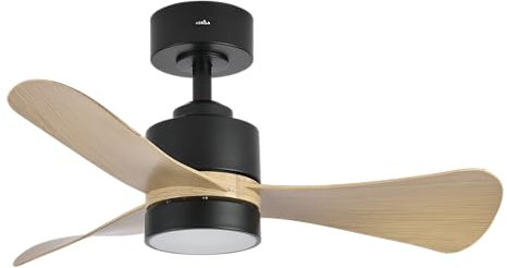 Abrila - Ventilador DC ZEPELIN (Negro/Madera Clara)