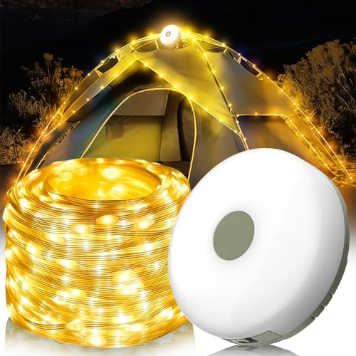 2 PCS Wasserdichte Tragbare Verstaubare Lichterkette Für Den Außenbereich, 10MCamping Lichterkette Aufrollbar, Usb Wiederaufladbare Outdoor Camping, Lichterketten Außenbereich (2 Stück warmes Licht)