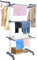 Ram® 4 TIER Airer Clothes Drying Rack,4 Tier Foldable Clothes Hanger Adjustable Large Stainless Steel Garment Laundry Racks for Indoor Outdoor Clothes Drying Rack