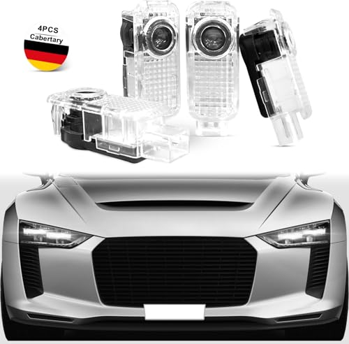 Cabertary 4 Stück Tür LED Lichtprojektor, Logo Projektor für A1/A3/A4/A5/A6/A7/A8/Q2/Q3/Q5/Q7/Q8/Tt/R8, Einstiegsbeleuchtung Türbeleuchtungskanal Beleuchtung Zubehör,Autotür Projektor Eigenes
