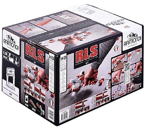 Raimondi Levelling System RLS R.L.S. Kit Scatolo HD Composto da 250 Basi Distanziatori Auto Livellante Fuga 1,5 mm Mattonelle Spessore 3-12 mm 250 Cunei 1 Pinza per Applicare Piastrelle a Pavimento