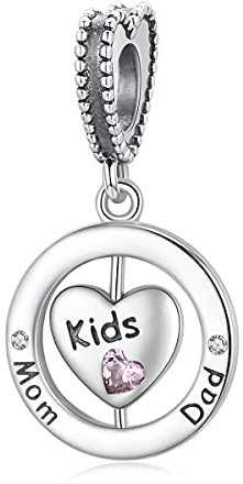 Halskette Damen,Liebes-Charm, personalisierter Pad & Mom-Charm-Anhänger aus 925er-Sterlingsilber für Armband-DIY-Schmuck