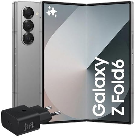 Samsung Galaxy Z Fold6 Smartphone AI pieghevole, Caricatore Incluso, RAM 12GB, 1TB, Dual SIM, Display 6,3/7,6 Dynamic AMOLED 2X, Batteria a lunga durata, Silver Shadow 2024 [Versione italiana]