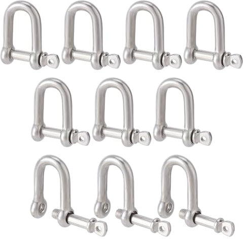 NBEADS 10 Stück M6 Edelstahl Schäkel, Schwerlast-Schäkel D-Ring-Schäkel Schraube-Pin-Ankerschäkel Für Ketten Drahtseil, Bohrung: 5mm