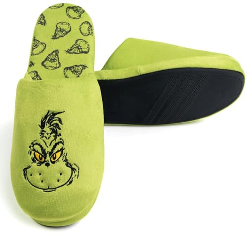 United Labels Grinch Hausschuhe für Damen und Herren, Grün, 40/41, Unisex Pantoffeln Winter, Puschen Weihnachten