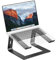 PureMounts Laptop Ständer Ultra-Slim, Ergonomischer Aluminium Notebookhalter mit Belüftung & Anti-Rutsch-Pads, Platzsparender Laptopständer für Home Office, Schwarz