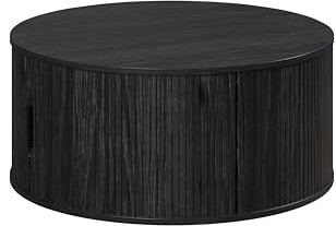 trendteam smart living - Ronin - Couchtisch - Schwarz - Kaffeetisch rund mit Stauraum - (BxHxT) 80 x 36 x 80 cm - Elegante Schwarze Holzoptik mit vertikalen Rillen